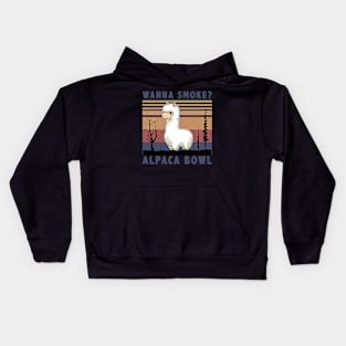 Wanna Smoke Alpaca Bowl Funny Alpaca Kids Hoodie